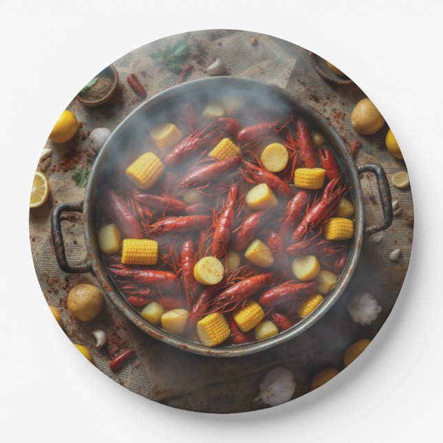 Prato De Papel Crawfish Boil Paper Placas (Frente)