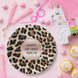 Prato De Papel Cream Black Brown Leopard Blush Pink Aniversário
