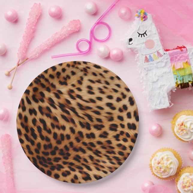 Prato De Papel Cream Brown Leopardo Print (Festa)