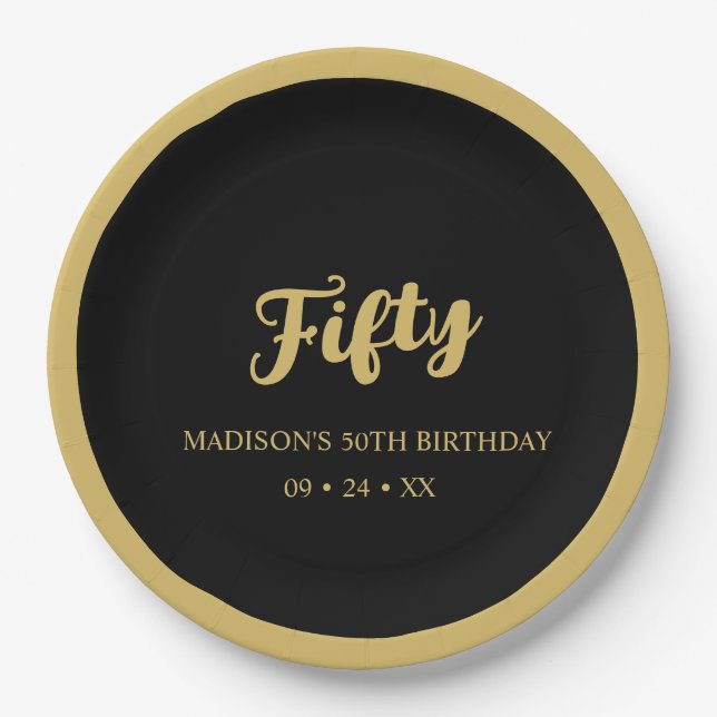 Prato De Papel Create Your Own Elegant Gold & Black  (Frente)
