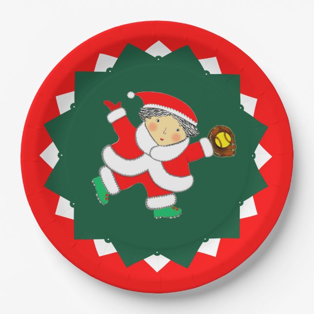 Prato De Papel Creative Softball Christmas Holiday (Frente)