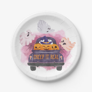 Prato De Papel Creme-a, Fantasma, Pumpkin Assustador Halloween