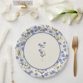 Prato De Papel Creme de Casamento Floral de Ervilha Doce