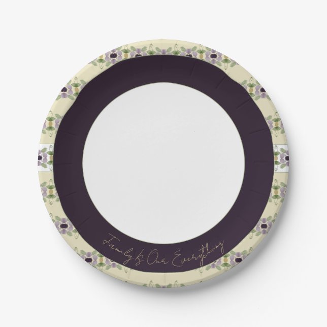 Prato De Papel Creme Dourado E Mauve (Frente)