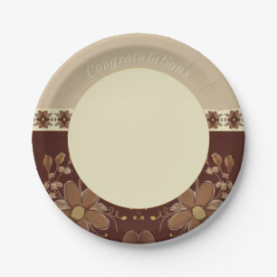 Prato De Papel Creme Elegante Beige E Brown