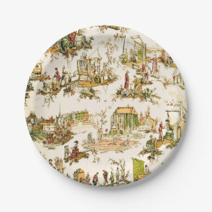 Prato De Papel Creme francês Toile Chinoiserie Estilo Russo