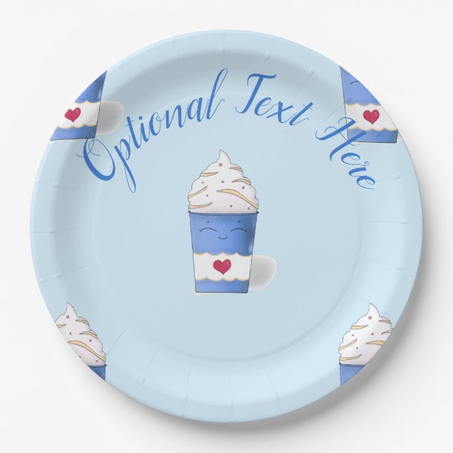 Prato De Papel Creme Latte & Whipped (Azul) (Frente)