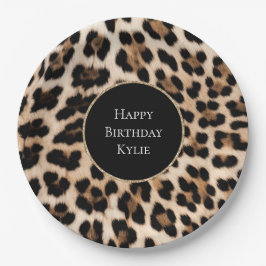 Prato De Papel Creme Leopard Animal Glitter