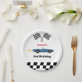 Prato De Papel Crescendo DOIS segundos aniversários Race Car Boy