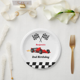 Prato De Papel Crescendo DOIS segundos aniversários Race Car Boy