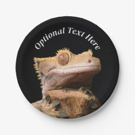 Prato De Papel Crested Gecko Lizard em preto