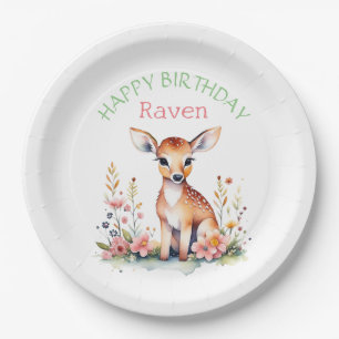 Prato De Papel Criança Personalizada no Aniversário da Garota Flo