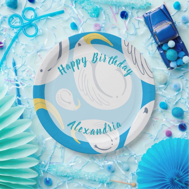 Prato De Papel Crianças Albatroz Aniversário - Decoração da Mesa  (Festa)
