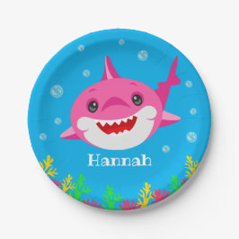 Prato De Papel Crianças de Aniversário Personalizado com Tubarão