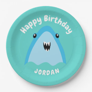 Prato De Papel Crianças De Festa de aniversário De Tubarão Fina-T