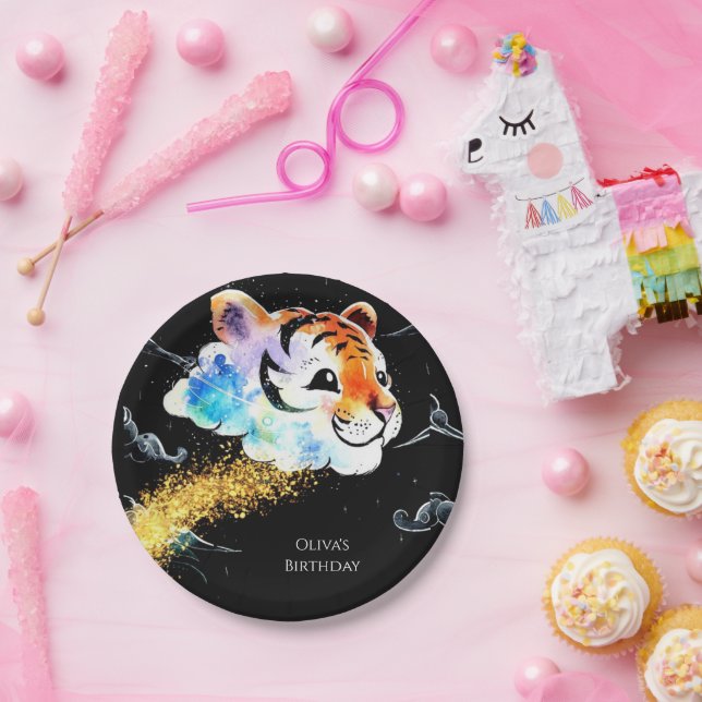 Prato De Papel Crianças Divertidas Tiger Birthday (Festa)