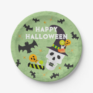 Prato De Papel Crianças Felizes Festas de Halloween