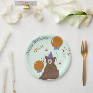 Prato De Papel Crianças Festas Bear Aniversário