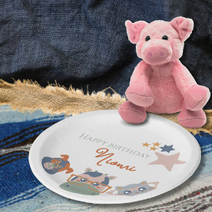 Prato De Papel Crianças Festas de aniversário de animais de criaç