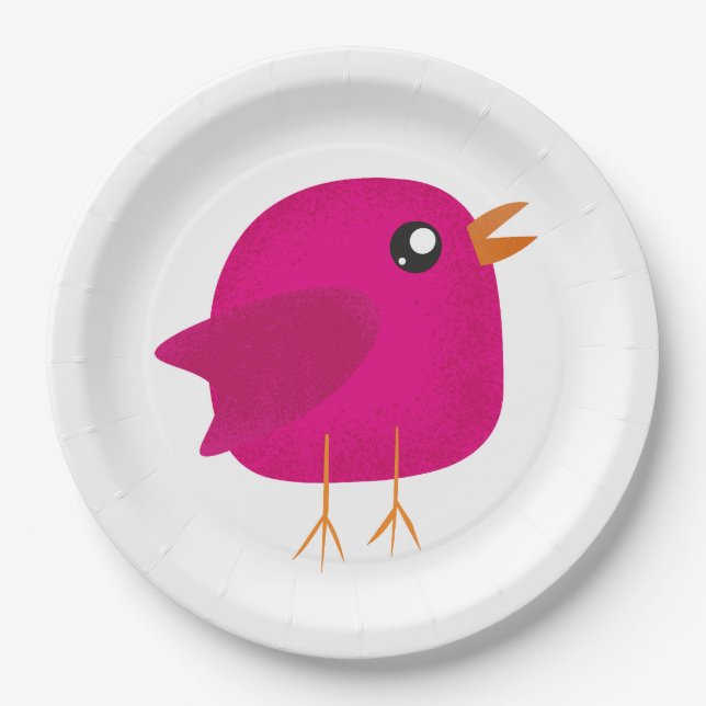 Prato De Papel Crianças, passarinho fofo (Frente)