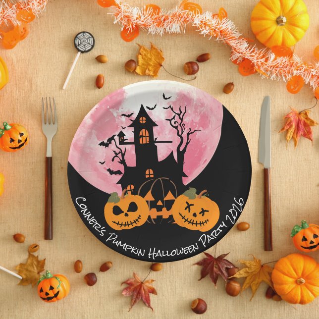 Prato De Papel Crianças Pumpkin Placa de Papel Halloween (Pumpkin Halloween Party Paper Plate)
