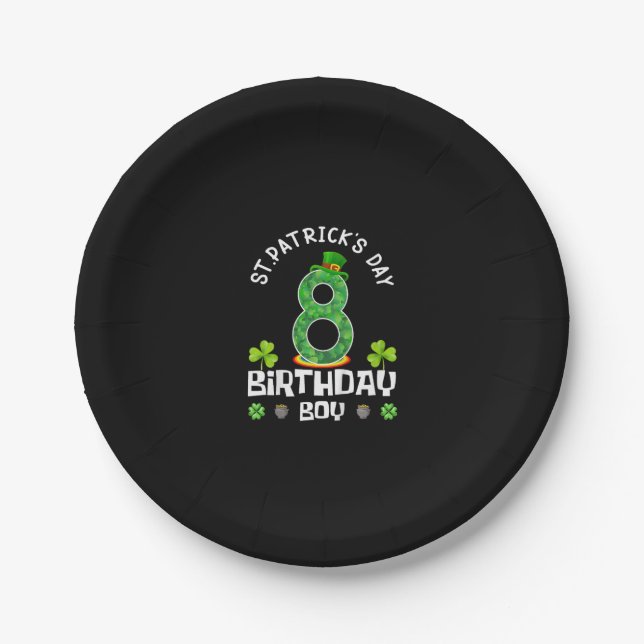 Prato De Papel Crianças Ruas. Dia de aniversário de Patrick 8 de  (Frente)