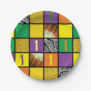 Prato De Papel Crianças Safari do Partido Selvagem Um primeiro an