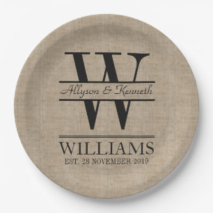 Prato De Papel Criar seu próprio monograma do aniversário do