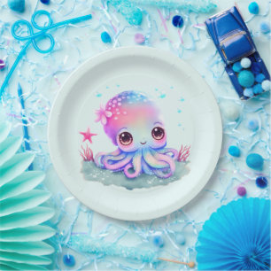 Prato De Papel Criatura do Mar de Octopus Cute
