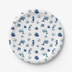 Prato De Papel Criaturas do Oceano Azul de Wedgewood!