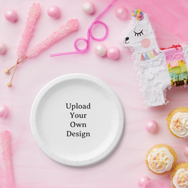 Prato De Papel Crie Seu Próprio Simples Personalizado Redondo 7"  (Festa)