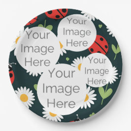 Prato De Papel crie seu próprio texto fotográfico ladybug ladybir