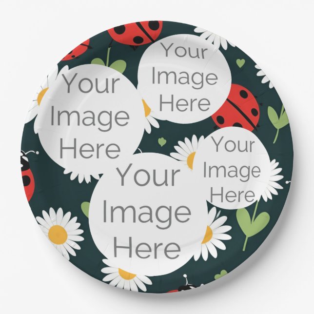 Prato De Papel crie seu próprio texto fotográfico ladybug ladybir (Frente)