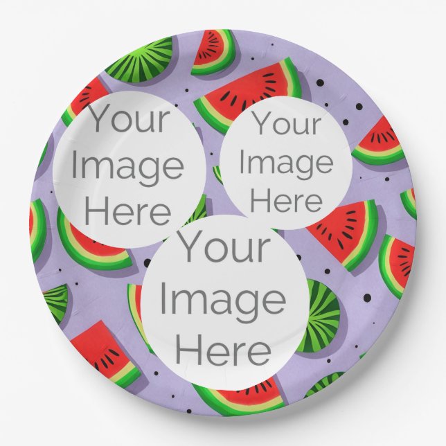 Prato De Papel crie sua própria melancia de texto de foto em pape (Frente)