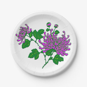 Prato De Papel Crisântemos chineses - lavanda