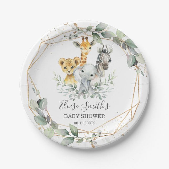 Prato De Papel Cristo Greenerescente Selvagem Chá de fraldas Aniv (Frente)