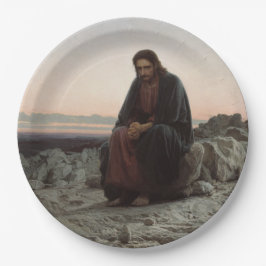Prato De Papel Cristo na Natureza Selvagem (por Ivan Kramskoi)