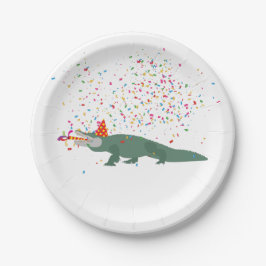 Prato De Papel Crocodilo de Alligador - Animais com Festa