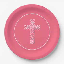 Prato De Papel Cross Watermelon Pink Commune Baptism Christen