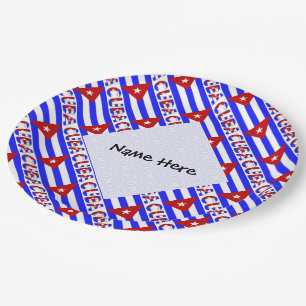 Prato De Papel Cuba Bandeira Cubana Azule Claro Nome Personalizad