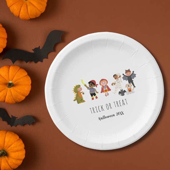 Prato De Papel Cuecas Figuram De Folha De Papel De Festa De Hallo (Cute Kids Costume Halloween Party Paper Plates)