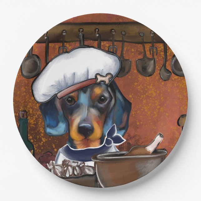 Prato De Papel Culinária Dachshund (Frente)