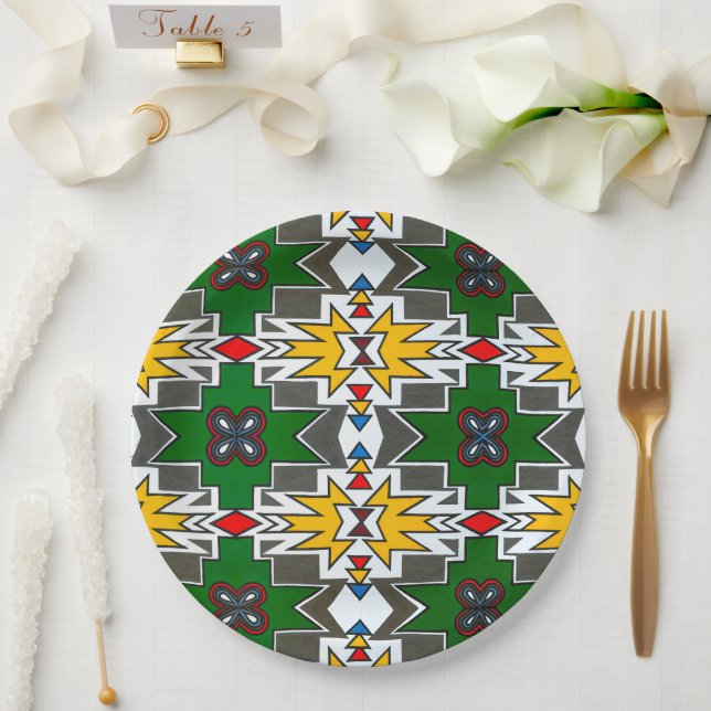Prato De Papel Cultura tradicional africana Ndebele África (Casamento)