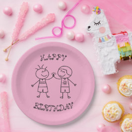 Prato De Papel cumprimento de punho fechado feliz aniversário ros