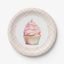 Prato De Papel Cupcake de Aquarela Rosa