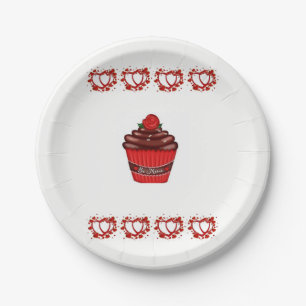 Prato De Papel Cupcake do Dia de os namorados das placas de papel