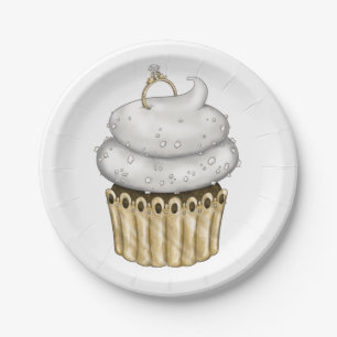 Prato De Papel Cupcake Noivado doce