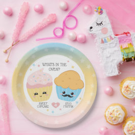 Prato De Papel Cupcake ou recheio Muffin Gênero Revelação
