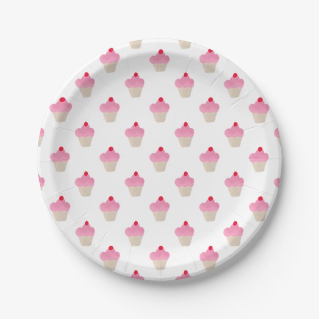 Prato De Papel Cupcake rosa (Frente)