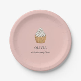 Prato De Papel Cupcake rosa-claro personalizado